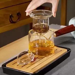 내열유리차포트 우드핸들 티팟 400ml