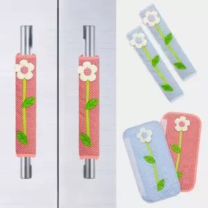 냉장고 손잡이 커버 2p 플라워 자동차 벨트 덮개 오염 방지 장식 문 보호 다용도 인테리어