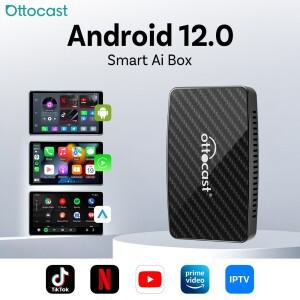 Ottocast Play2video Pro Ai 박스 무선 카플레이 안드로이드 오토 어댑터 유튜브 넷플릭스 내장 유선 지원