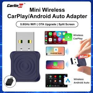 CarlinKit 5.0 미니 소형 울트라 카플레이 무선 어댑터 2 in 1 Wifi 5.8G 안드로이드 오토 동글 (스포티파