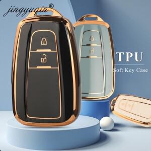 Jingyuqin 2 버튼 TPU 자동차 키 케이스 Toyota Prius Camry Corolla CHR RAV4 랜드 크루저 Prado 액세서리