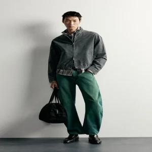 ZARA 워싱 이펙트 크롭핏 재킷 - 다크 그레이 9621/550/922