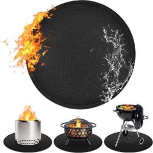 36인치 원형 불 구덩이 매트 솔로 스토브 모닥불 재사용이 불가능한 방수 BBQ 패드 데크 파티오 잔디 야외