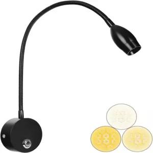 침대 위 책을 위한 애더스트 리딩 라이트 옆 독서등 RV 보트 DC 5V-240V 3W LED 터치 디밍블 밝기 벽걸이
