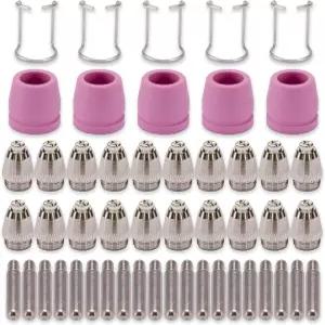 플라즈마 커터 소모품 50PCS WSD60 AG60 비접촉 파일럿 아크 절단 토치 액세서리 전극 팁 노즐 가이드 키트