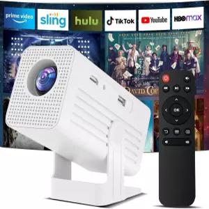 미니 프로젝터 휴대용 4K 지원 WiFi6 및 블루투스를 풀 HD 1080P 야외 영화 내장 앱 프로익터를 통한 자동