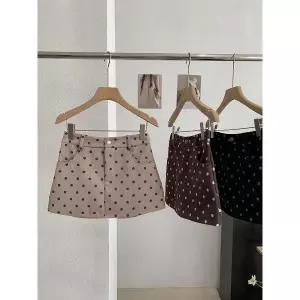 도트 프린트 H미니 스웨이드 스커트-3컬러