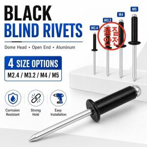 50-100Pcs M2.4 블랙 팝스 리벳 알루미늄 돔 헤드 블라인드 자동차 및 DIY용 브레이크 맨드릴
