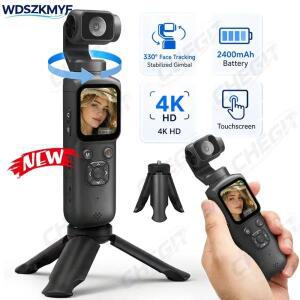 4K 액션 카메라 330 ° 페이스 트래킹 짐벌 스테빌라이저 1.72인치 터치스크린 64MP 포켓 디지털 WiFi 스포