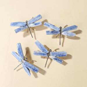 1pc 천연 크리스탈 Kyanite 잠자리 장식 원시 돌 동물 홈 인테리어 휴일 선물