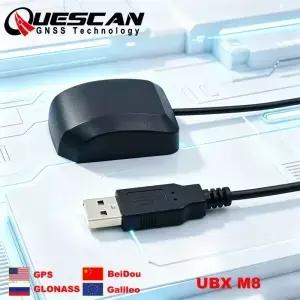 QUESCAN UBX M8 USB GPS 안테나 수신기 안 리눅스 윈도우용 GSS Gleo BeiDou 모듈 NMEA GNSS 동글 NEOM8N