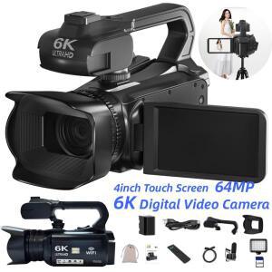 6K 카메라 레코더 18x 디지털 줌 4인치 터치 스크린 울트라 HD WIFI 휴대용 녹화 캠코더 나이트 비전 블로