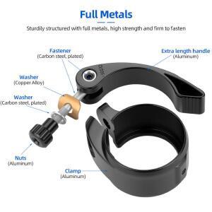 풀 메탈 시트포스트 칼라리미트 볼트 포함 39.8mm 스틸 40.8mm 합금 시트 튜브용 퀵릴리스 클램프 바인더