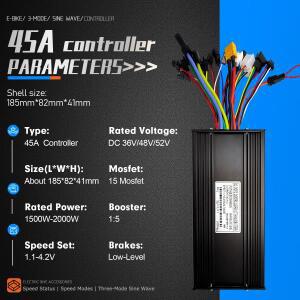 전기 자전거 스쿠터 부품용 SW900 LCD 액정 3모드 사인파 브러시리스 컨트롤러 36V 48V 52V 45A 1500W 2000
