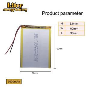 3.7V 3000mAh 306090 Mp3 MP4 MP5 GPS 모바일용 리튬 폴리머 Li-Po 이온 충전식 배터리 셀