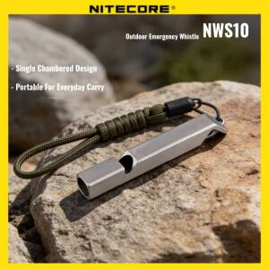 티타늄 호루라기 NITECORE 비상용 NWS10 사운드 안전 목걸이 펜던트 야외용 120dB 키체인 포함 스포츠 큰