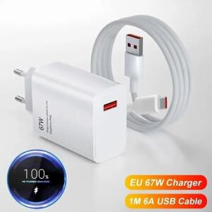 샤오미 11 12 Lite 17 15 레드미 노트 14 13 포코 F8 M7 F7 Pro C85 고속 충전용 6A 67W EU 벽면 충전기