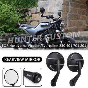 Husqvarna Vitpilen/Svartpilen 250 401 701 801 용 오토바이 바 엔드 미러 CNC 알루미늄 레트로 라운드