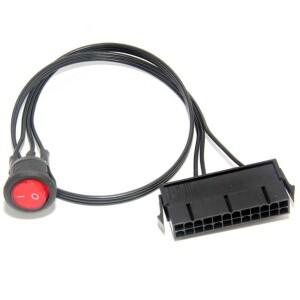 24핀 여성형 마이닝 전원 시작 스위치 ATX PSU PC 공급 장치 스타터 테스터 점퍼 케이블 ON/OFF 포함 50cm