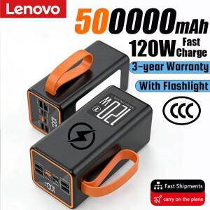 레노버 500000mAh 대용량 파워뱅크 120W 고속 충전 외부 예비 배터리(LED 라이트 포함) 아이폰 샤오미 삼성