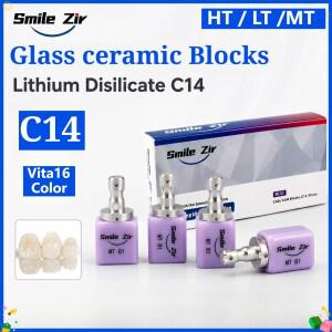 HT/LT/MT C14 치과용 리튬 디실리케이트 유리 세라믹 블록 실험실 Vita16 Emax (시로나 세레크 롤랜드 밀링