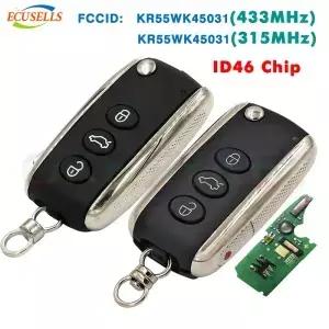 Ecusells 스마트 3/4 버튼 리모트 키 315Mhz/433mhz ID46 벤틀리 컨티넨탈 GT GTC 플라잉 스퍼용 FCC