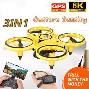 신형 RC 미니 쿼드콥터 드론 스마트 인덕션 제스처 인덕션 8K UAV 비행접시 시계 낙하 방지 서스펜션