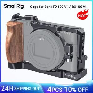 SmallRig Vlog 카메라 케이지  소니 호환호환 RX100 VI 및 M6 M7 적합  목재 핸들 그립-2434