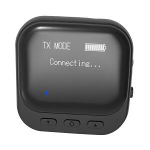 블루투스 5.2 수신기 2 in 1 RX TX 모드 LED 디스플레이 듀얼 디바이스 300mAh 배터리 차량용 음악 핸즈프