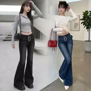 팬츠 슬림 롱다리 청바지 데님 부츠컷 워싱 벨트 헤이즐 부츠컷청바지