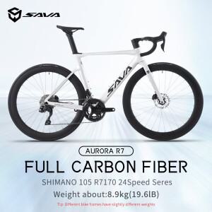 SAVA R7 카본 스타일 도로 자전거 프레임, 핸들바, 포크 Shimano Di2 R7170 24단 변속 키트, UCI CE 인증