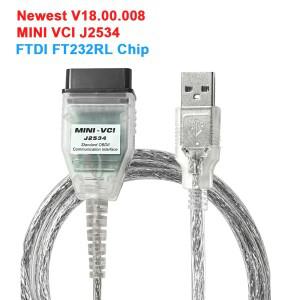 토요타 TIS 테크스트림 V18.00.008용 미니 소형 VCI  J2534 자동 스캐너 OBD 차량 진단 케이블 MINI-VCI C