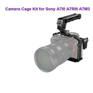 소니 호환호환 A7III A7M3용 스몰리그 풀 카메라 케이지 - 알루미늄 합금 보호 콜드 슈 마운트 (브이로그