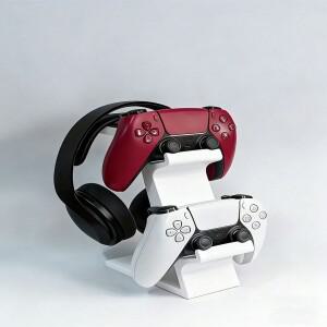2단 게임 컨트롤러 및 헤드폰 스탠드  PS5/PS4/Xbox/스위치용 범용 홀더  블랙 & 화이트 색상으로 제공