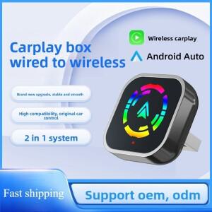 2-in-1 무선 카플레이 안드로이드 오토 어댑터 5GHz 와이파이 연결 USB 플매트 카펫 러그 앤 디자인 IOS 지