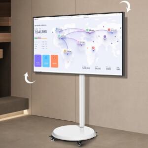 HILLPORT TV 카트  흰색 모니터 화면   리프팅 롤링 마운트 스탠드 트롤리  LED LCD  낮은 높이  Soporte