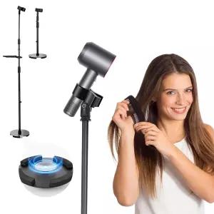 강력한 흡입력을 가진 핸즈프리 헤어 드라이어 스탠드 홀더 - 63/60cm 높이 조절 가능 80도 회전 대형