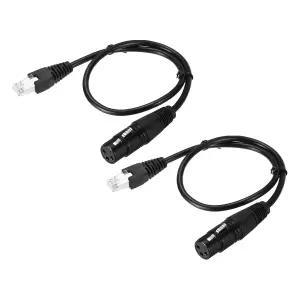 MECCANIXITY 3핀 DMX512 XLR 여성 RJ45 남성 어댑터 케이블 2개 1.6피트 무대 스튜디오 콘솔 조명 컨트롤러