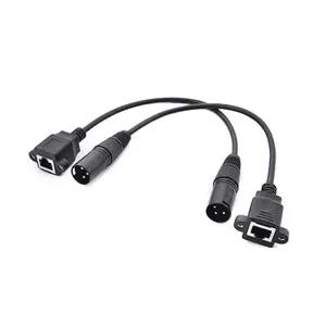 Maxmoral 2개입 3극 XLR to RJ45 DMX512 어댑터 Male 케이블 무대 및 녹음 스튜디오용 오디오