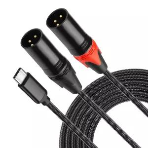XMSJSY USB C to Dual XLR 마이크 케이블 타입 수컷 스테레오 파워 앰프 오디오 커넥터 PC 전화기 태블릿과