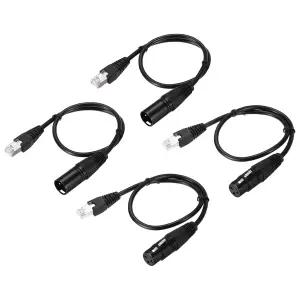 MECCANIXITY 3핀 DMX512 XLR to RJ45 수컷 어댑터 케이블 4개입 1.6피트 마이크 연장 스테이지 스튜디오