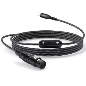 J D USB C to XLR 마이크 케이블 스위치 버튼이 있는 2-in-1 오디오 코드 녹음 및 재생 지원 15 시리즈