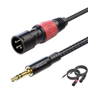 AuxLink XLR to 3.5mm 케이블 3피트 2팩 밸런스드 1/8인치 TRS 골드 도금 3핀 나일론 브레이드 휴대폰
