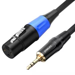 JOMLEY 언밸런스드 3.5mm to XLR 여성용 마이크 케이블 3.3FT 1/8인치 스테레오 잭 AUX에서 일반 변환