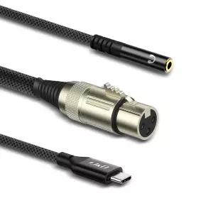 J D USB C to XLR 여성용 마이크 케이블 3.5mm 헤드폰 잭 모니터링 디지털 인터페이스 3.3피트