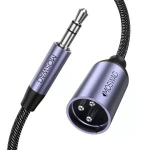 MOSWAG 3.5mm to XLR 케이블 언밸런스드 1/8인치 마이크 3FT 20 AWG 4N 무산소동 나일론 편조 노트북 MP3