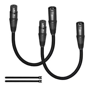mudenx 짧은 XLR 케이블 1.6FT 2 팩 수컷-암컷 밸런스 마이크 3핀 OFC 차폐 1피트