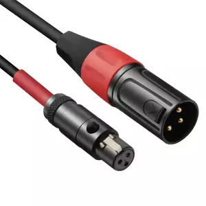 JOMLEY Mini XLR 여성-일반 남성 프로 라펠 마이크 케이블 1FT 차폐 OFC 하이파이 사운드 블랙매직 포켓용