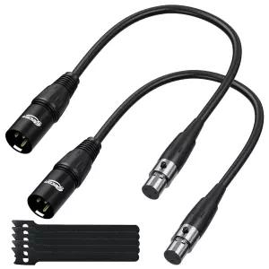 Elecan 3핀 XLR 수컷 to Mini 암컷 TA3F 블랙매직 포켓 시네마 카메라용 마이크 케이블 어댑터 1피트/2개입