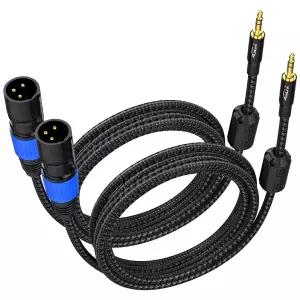 AuxLink XLR to 3.5mm Male 1/8 인치 케이블 3피트 2개 세트 언밸런스 TRS 마이크 골드 도금 노트북 음성